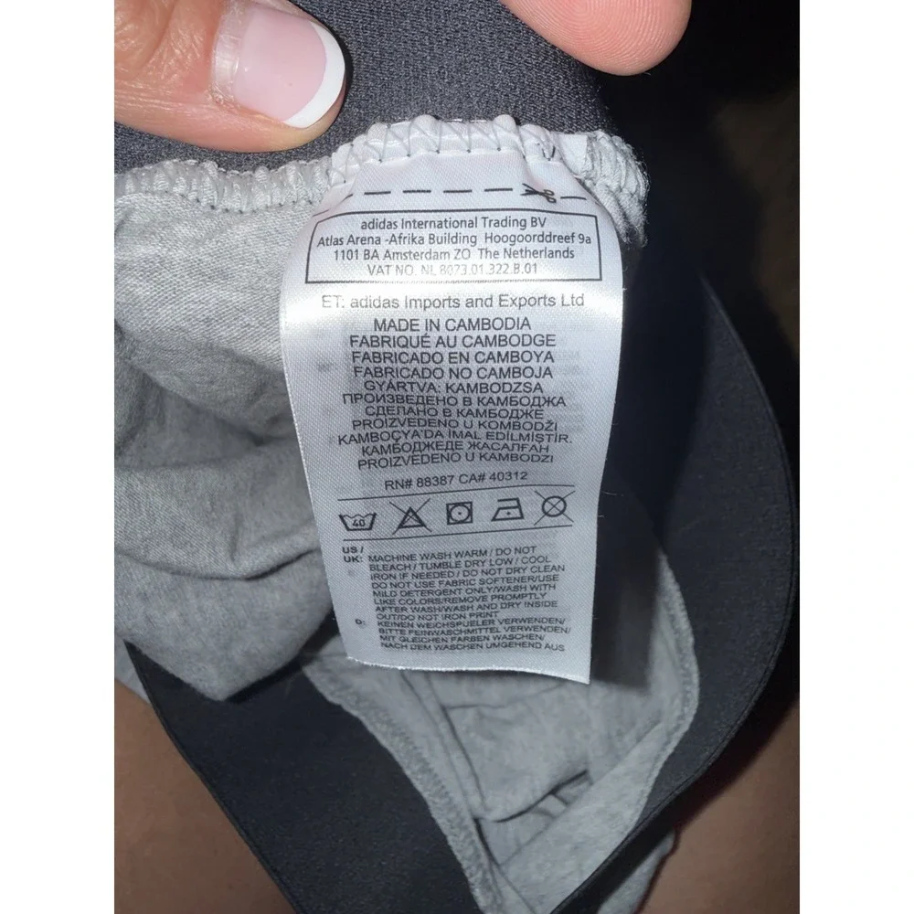 Adidas Sz‎ XS Heather Gray Cotton Leggings Black Logo EUC